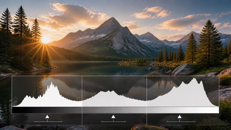 風景写真と明るさヒストグラムのオリジナル画像