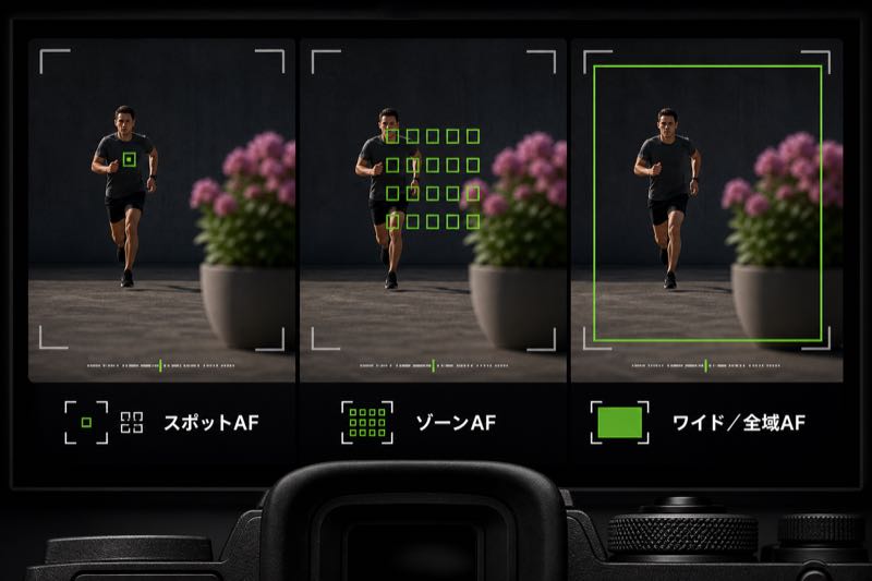 カメラ画面に複数のAFエリアが表示されたオリジナル画像